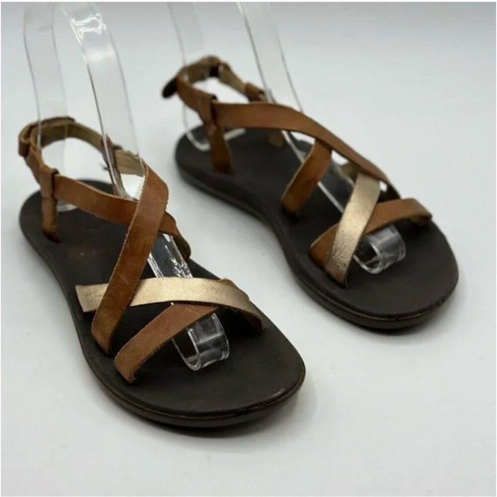 OluKai Upena Girl’s Leather Velcro Slingback Sandals Size Girls 13 (32)